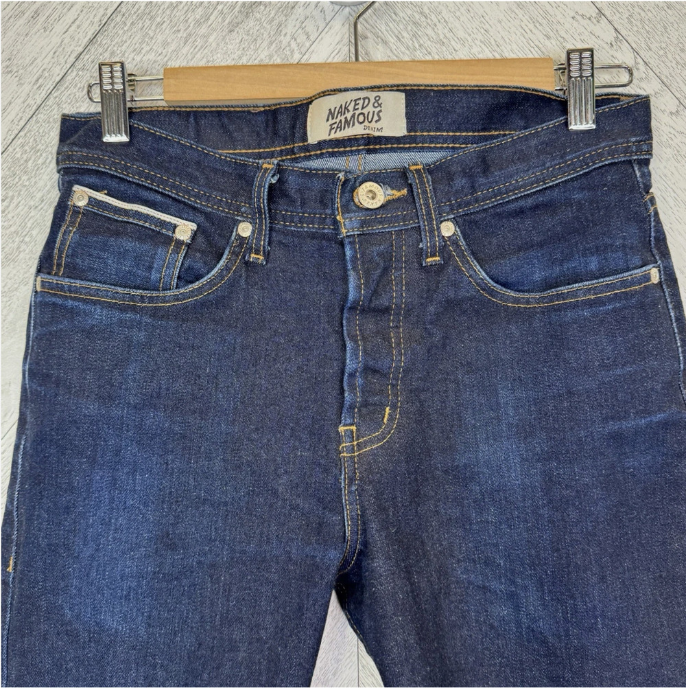 Naked & Famous Weird Guy Nightshade Stretch Selvedge Denim Jeans Mens 30x30